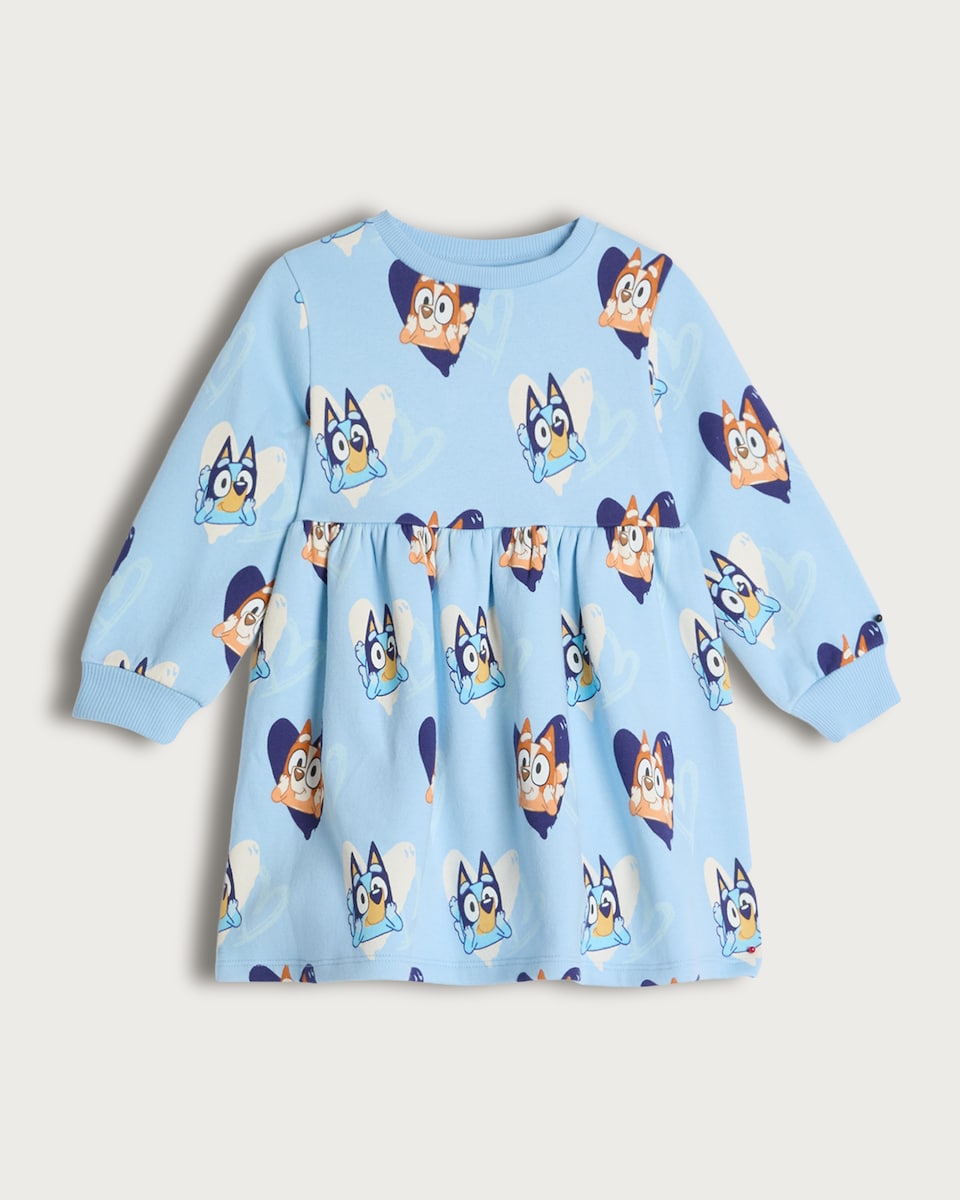 Bluey Cotton Rich Long Sleeved Sweater Dress in Blue