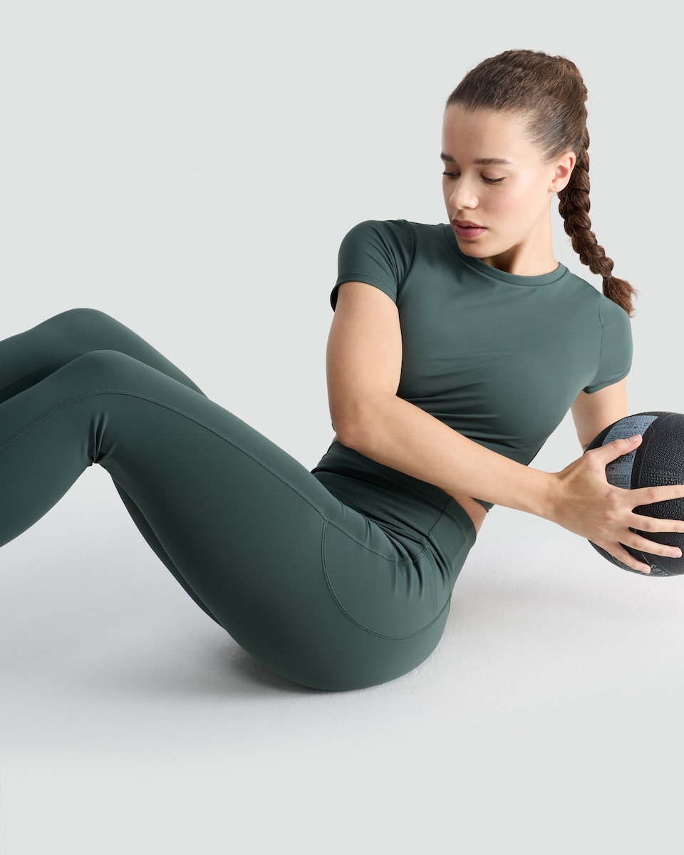 image 1 of F&F Active High Waisted Leggings in Green