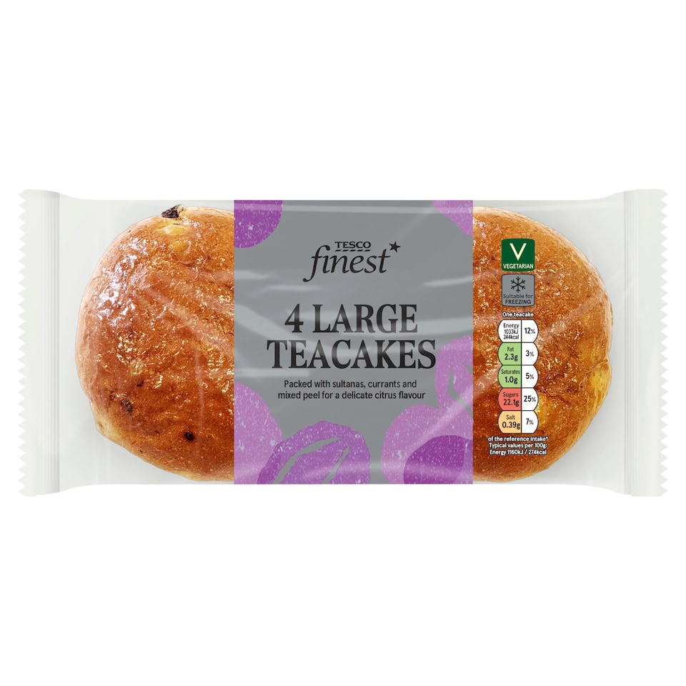 Tesco Finest Large Teacakes 4 pack