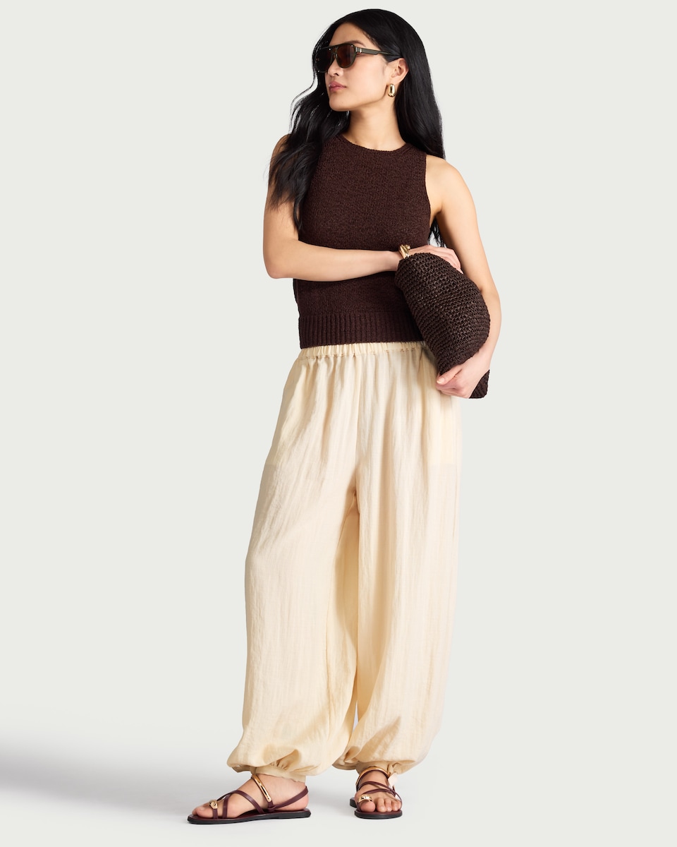 image 1 of The F&F Edit Tie Hem Balloon Trousers in Camel