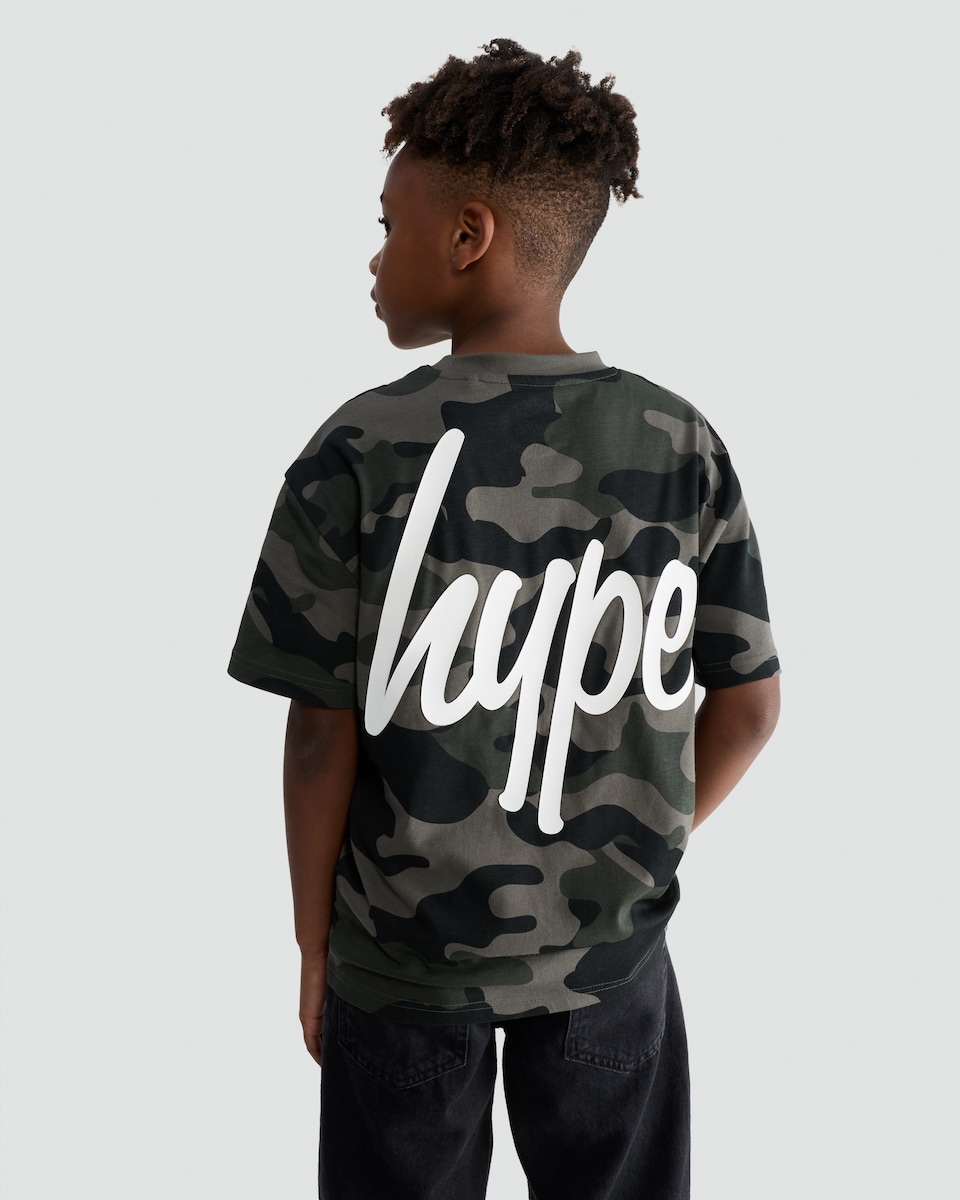 image 1 of Hype Pure Cotton Camouflage T-Shirt in Multi Black