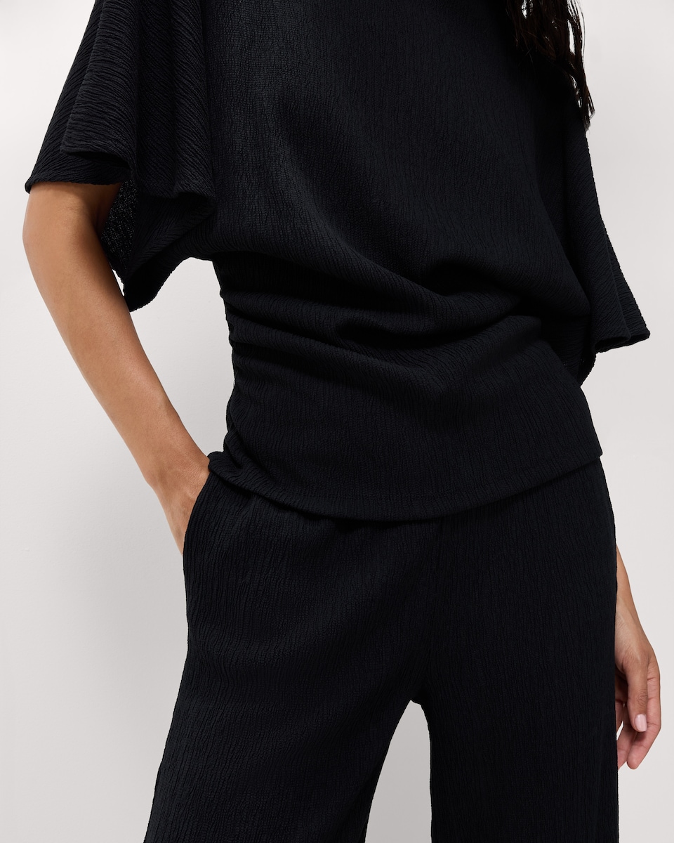 image 1 of F&F Textured Wide Leg Trousers in Black