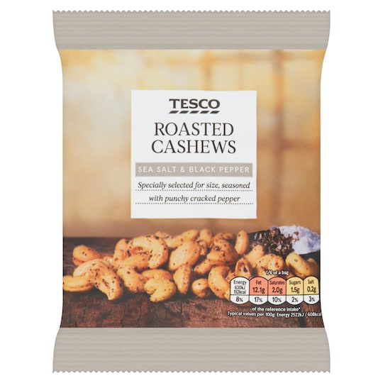 Tesco Sea Salt & Black Pepper Cashew Nuts 150G Tesco Groceries