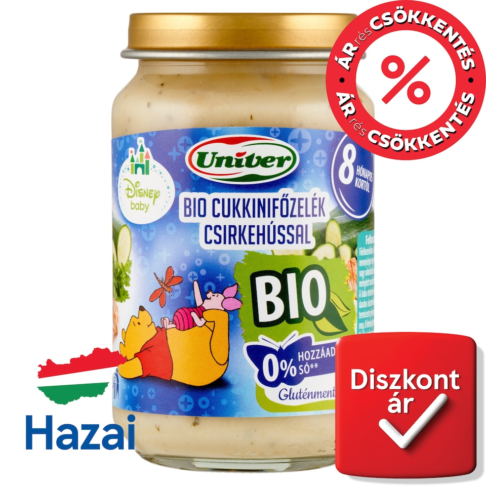Univer Disney Baby bio cukkinifőzelék csirkehússal bébiétel 8 hónapos kortól 163 g  1. kép