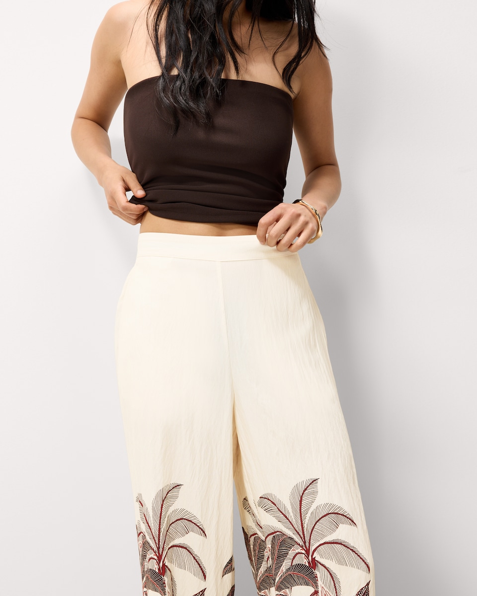 image 1 of The F&F Edit Leaf Print Wide Leg Trousers in Multi Red