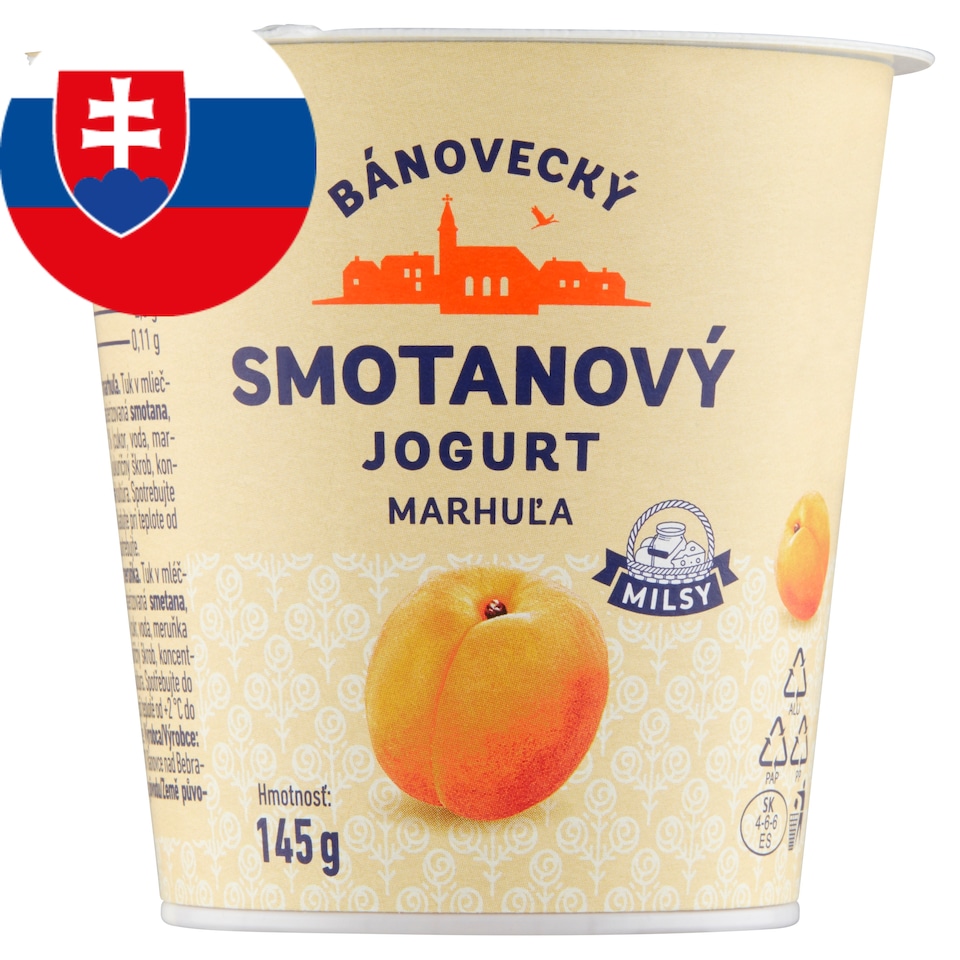 Milsy Bánovecký smotanový jogurt marhuľa 145 g