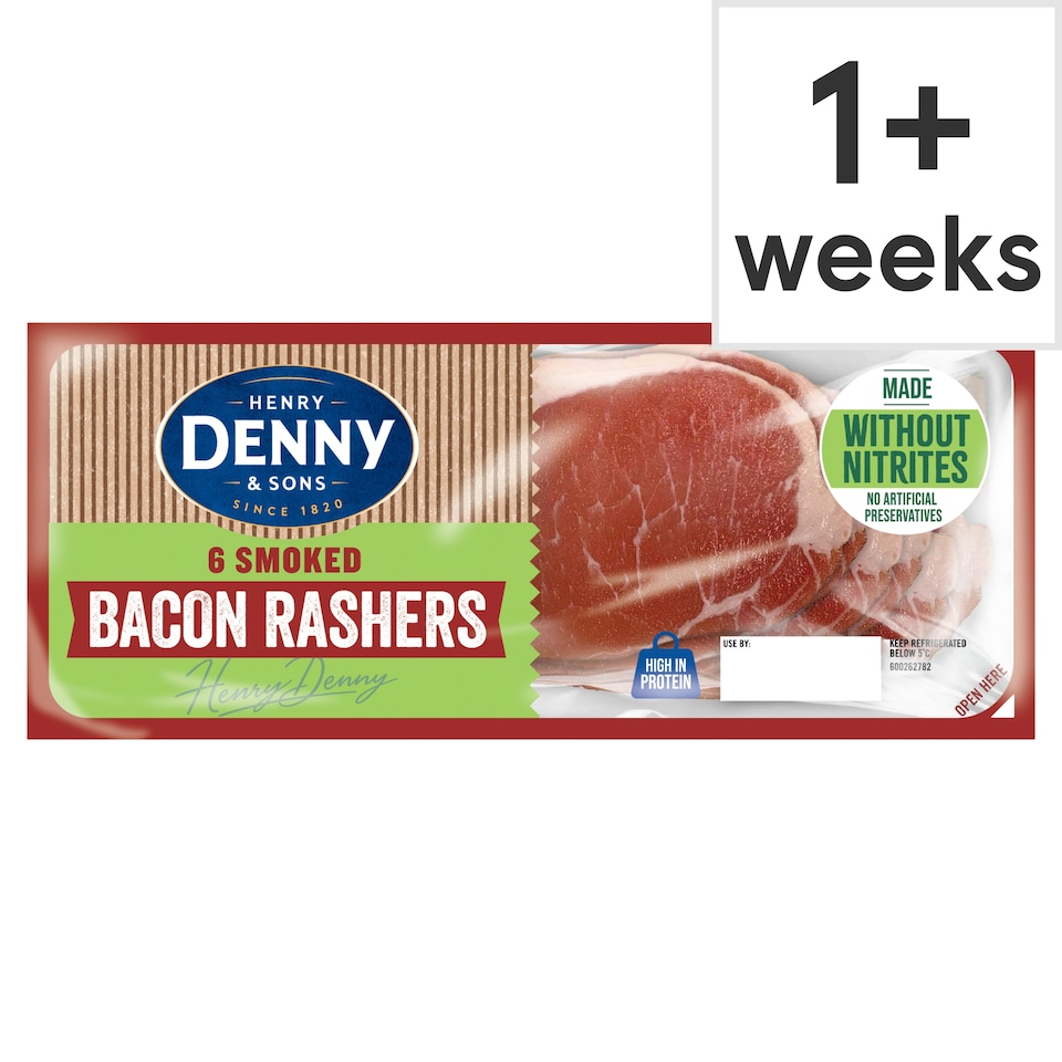 Denny 6 Made Without Nitrites Smoked Bacon Rashers 200g