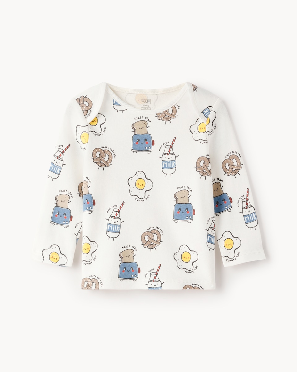image 1 of F&F Baby 2-Pack Pure Cotton Foodie Pyjama Sets in Blue