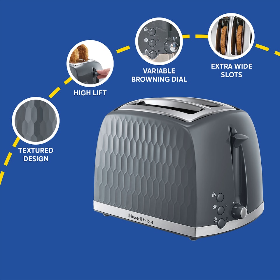 image 1 of Russell Hobbs Honeycomb Toaster Grey