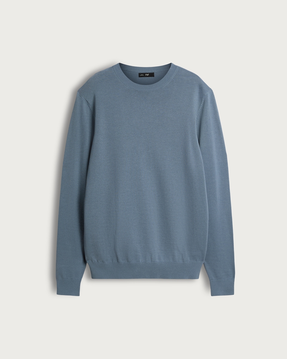 image 1 of F&F Pure Cotton Fine Knit Jumper in Blue