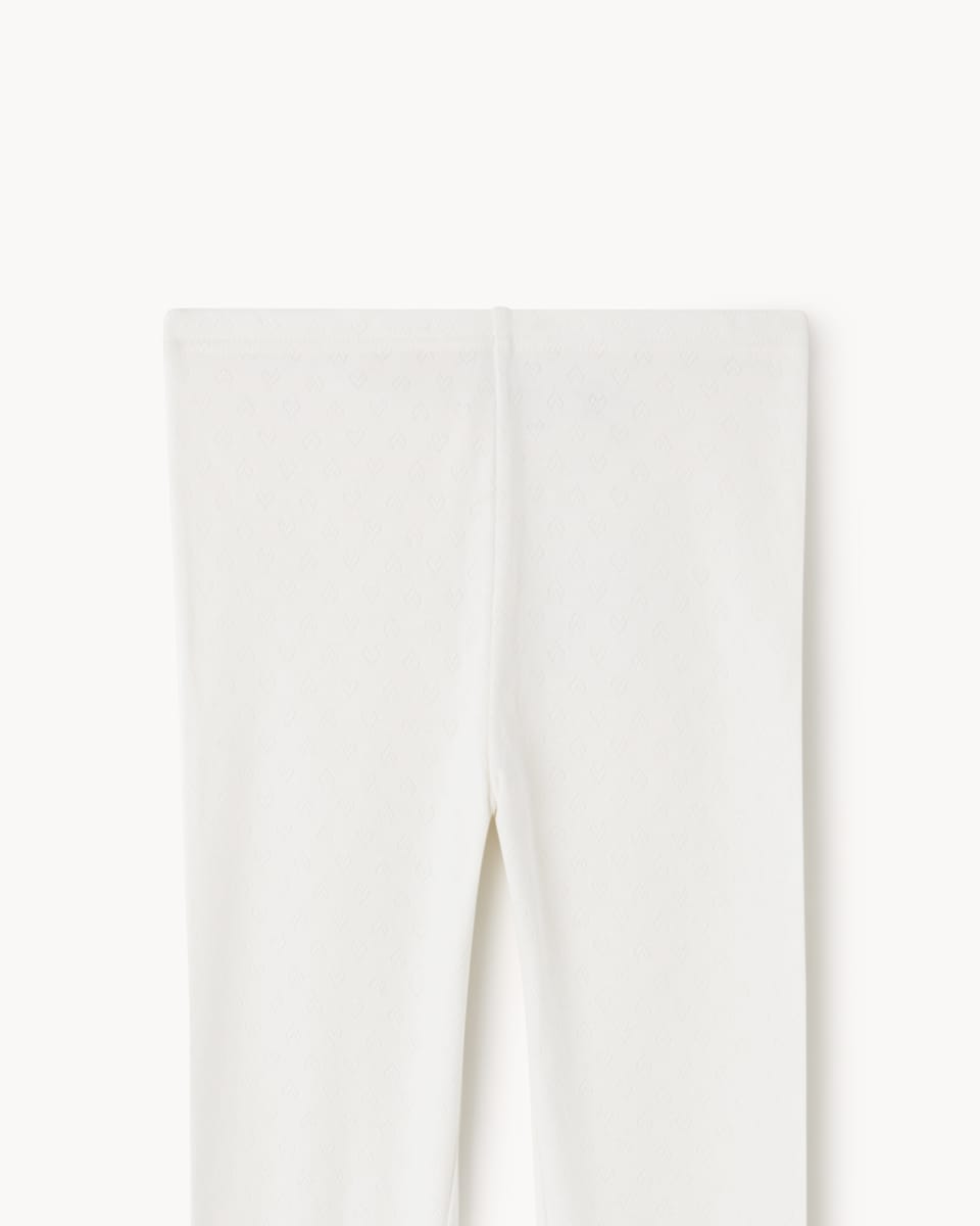 image 1 of F&F Girls WARMPLUS™ Medium Warmth Pointelle Thermal Leggings in Cream