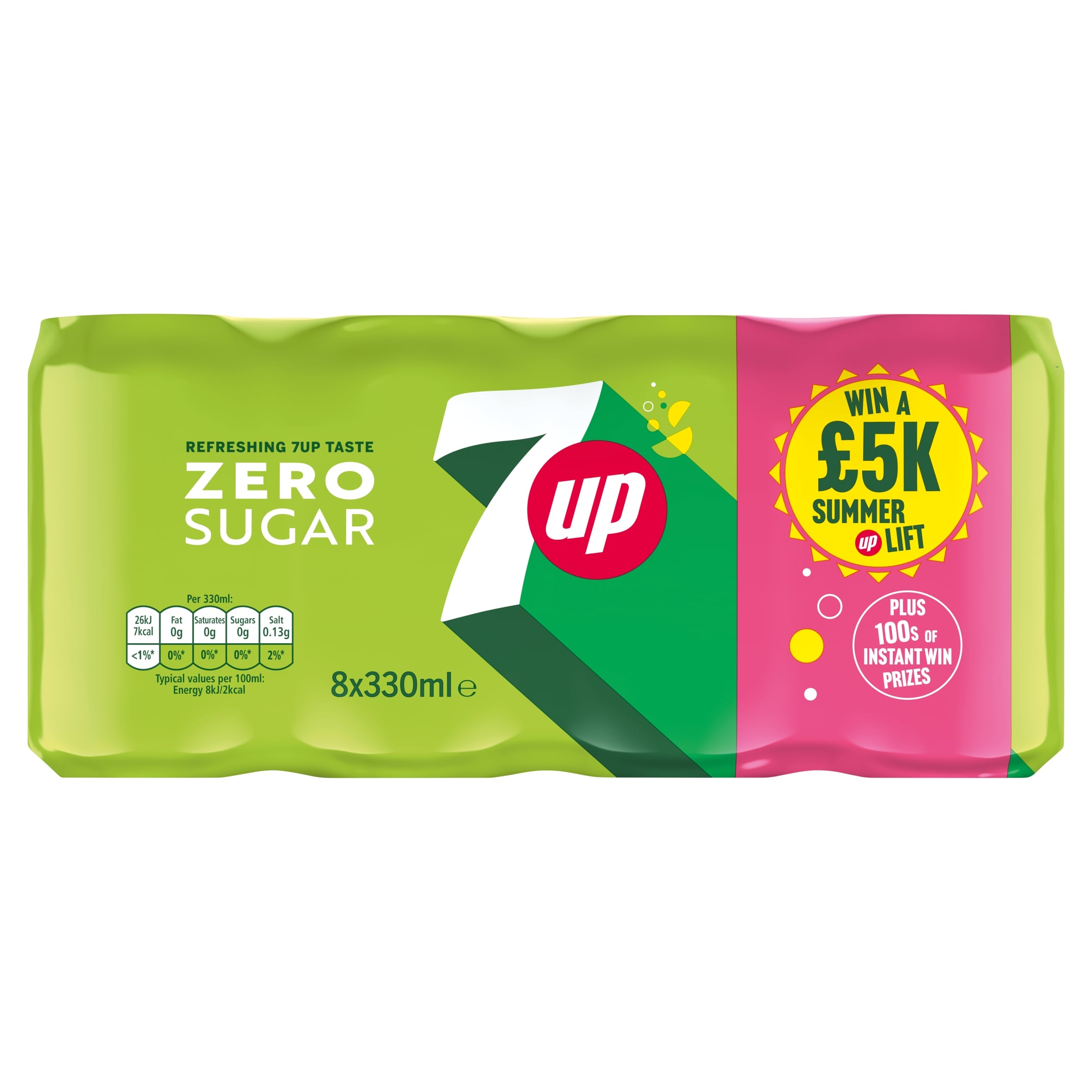 7UP Zero Sugar Lemon & Lime Cans 8 x 330ml