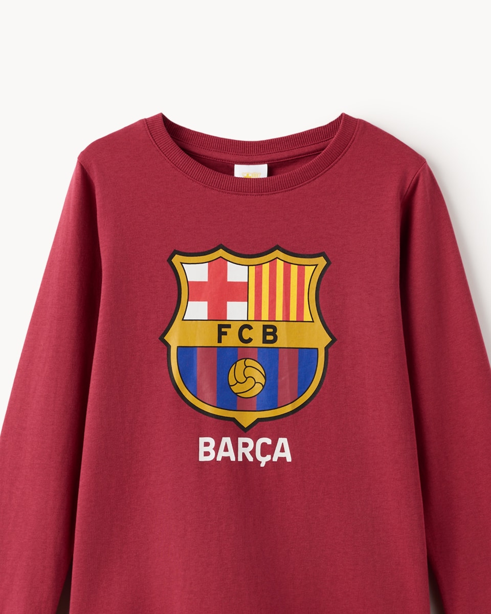 image 1 of Barcelona FC Pure Cotton Pyjama Set in Burgundy