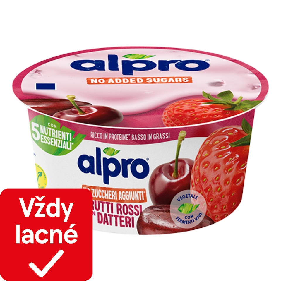 ALPRO Sójový fermentovaný výrobok bez pridaného cukru Ďatla-Čerešňa-Jahoda 135g