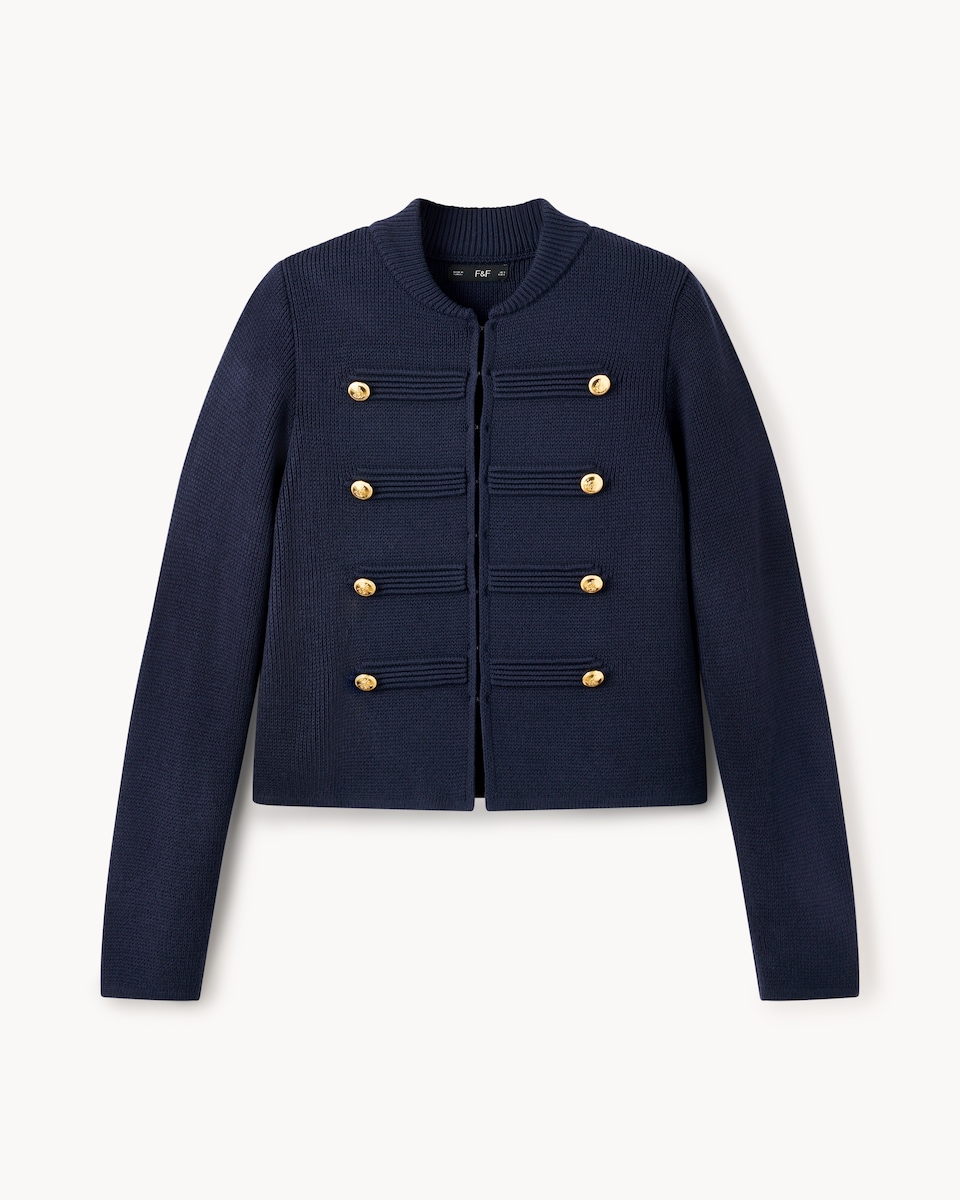 image 1 of F&F Military Style Cardigan in Navy