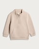 image 4 of F&F Boys Cotton Rich Half Zip Sweatshirt in Stone