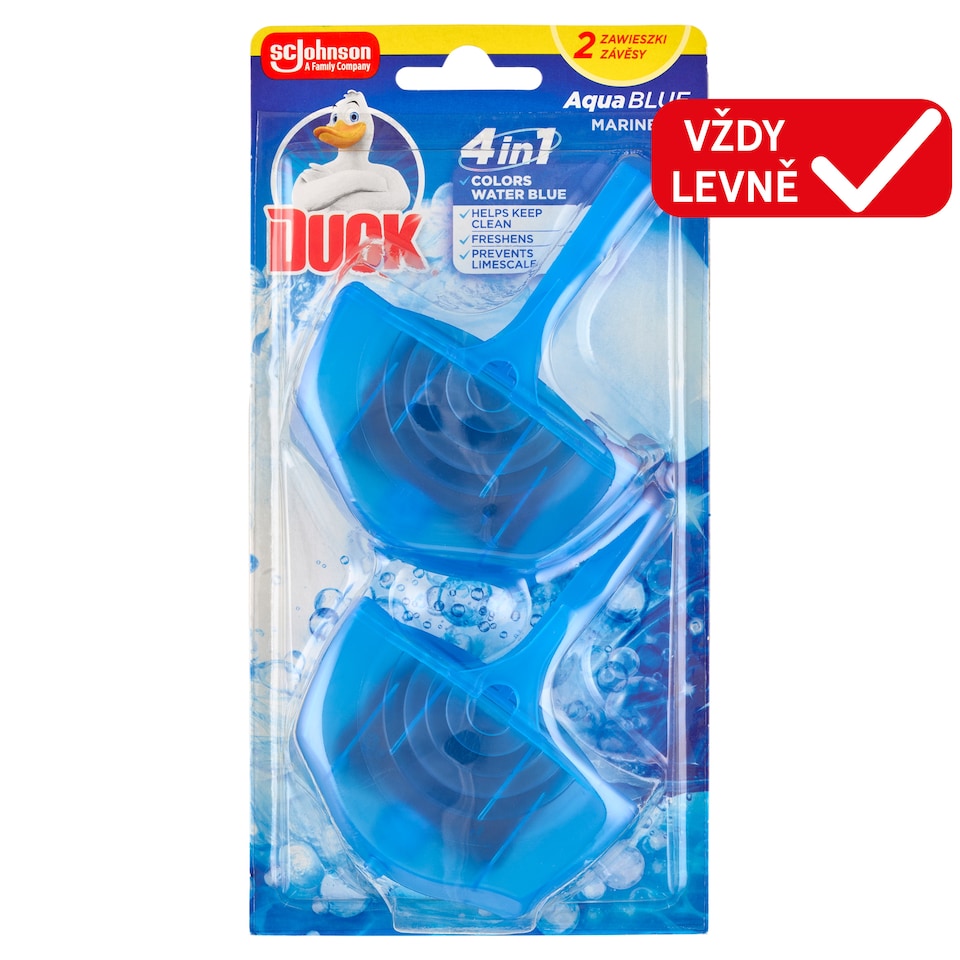 Obrázek 1 pro produkt Duck Aqua Blue 4v1 závěsný čistič WC 2 x 36g (72g)