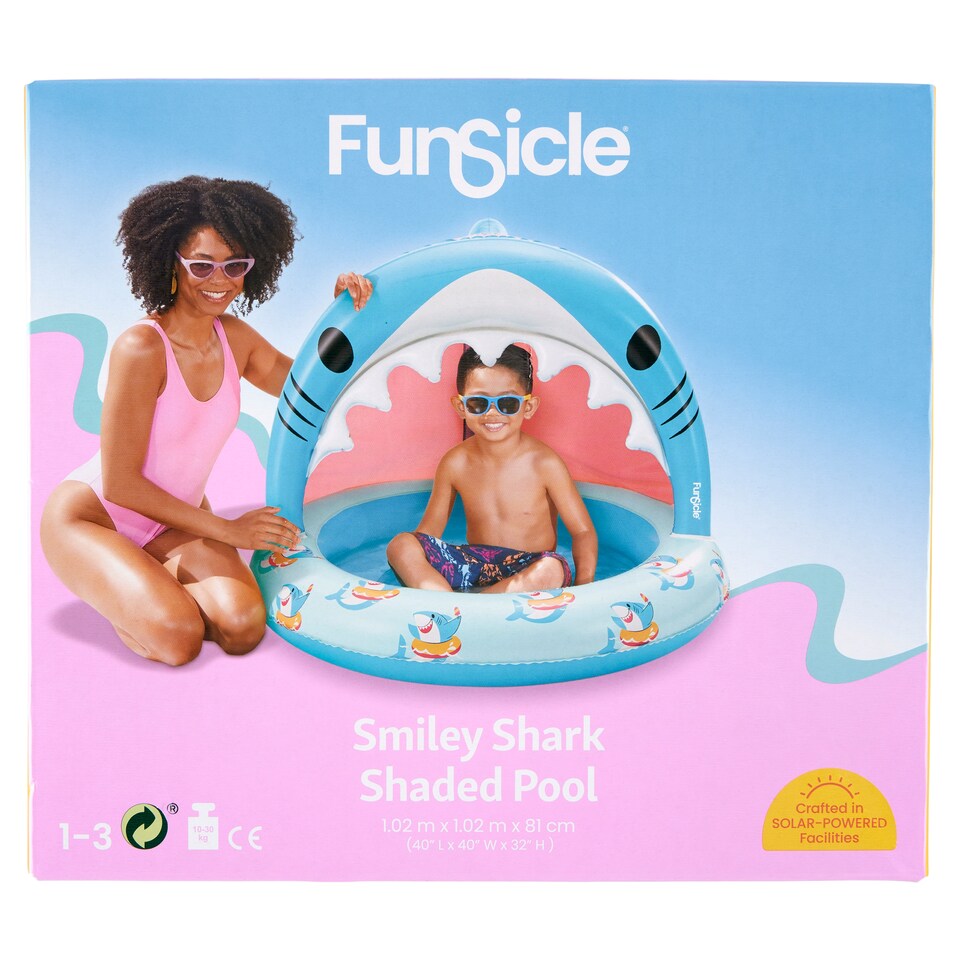 Funsicle Smiley Shark Shaded Pool 1,02 m x 1,02 m x 81 cm