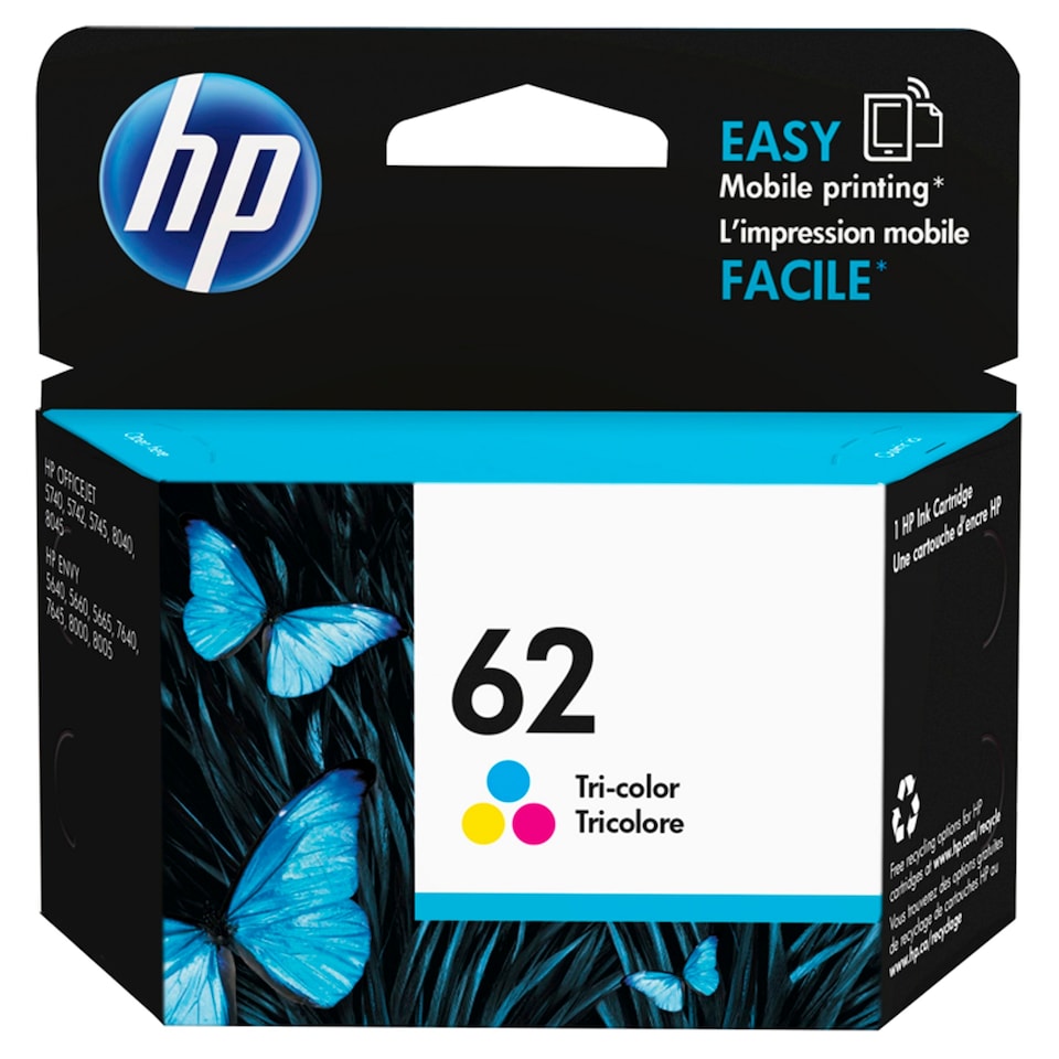 image 1 of Hp 62 Tri-Color Printer Ink Cartridge