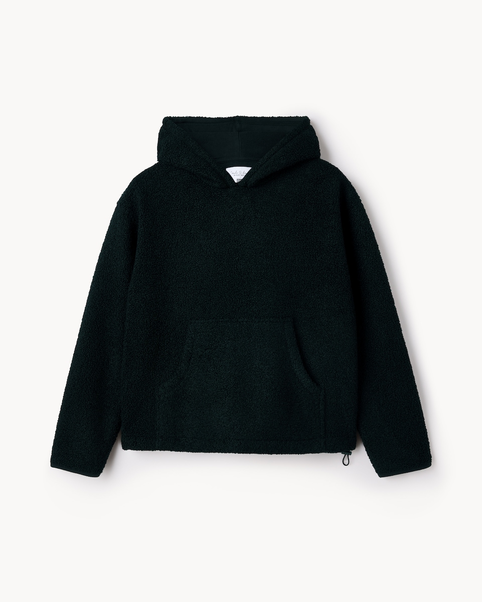 image 1 of F&F Borg Pyjama Hoodie in Black