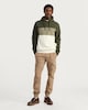 image 1 of F&F Textured Cotton Rich Colour Block Drawstring Hoodie in Khaki