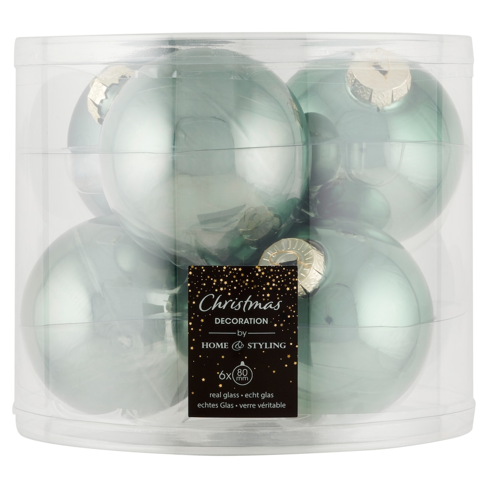 Sklenené vianočné gule zelené 80 mm 6 ks