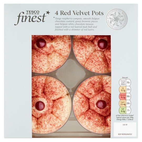 Tesco Finest 4 Pack Red Velvet Pots 530G Tesco Groceries
