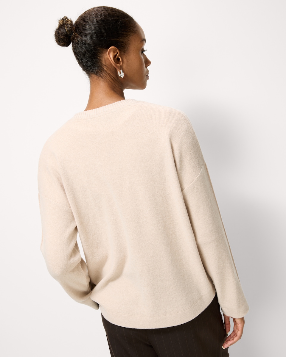 image 1 of F&F Brushed Dropped Shoulder Long Sleeved Top in Neutral