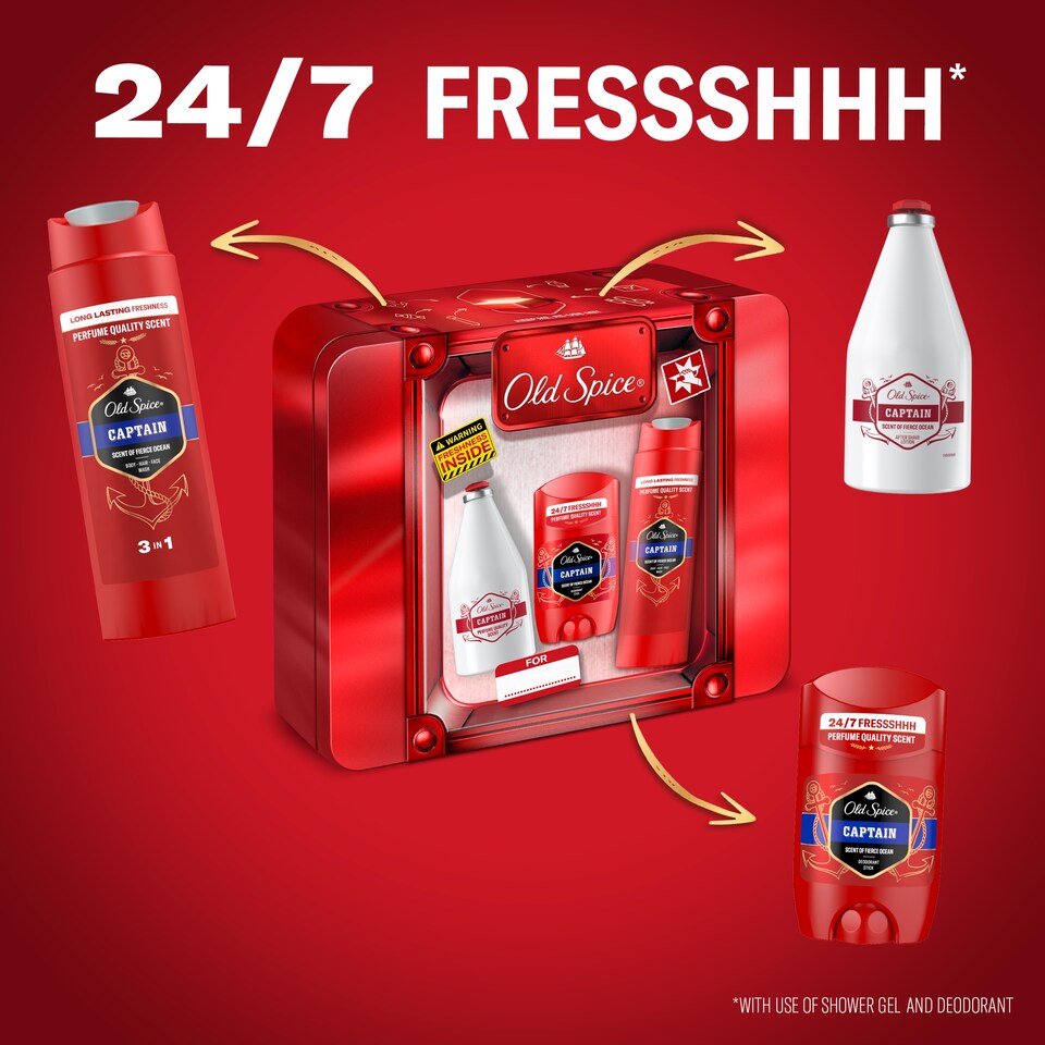 obrázok 1 z Old Spice Darčeková Súprava V Kovovej Škatuľke: Tuhý Dezodorant, Sprchový Gél A Voda Po Holení