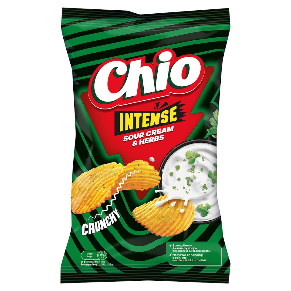 Chio Intense tejfölös-fűszernövényes ízű burgonyachips 120 g