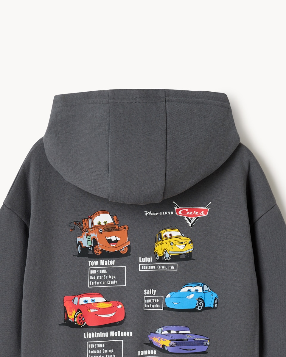 image 1 of Disney Cars Cotton Rich Hoodie in Grey