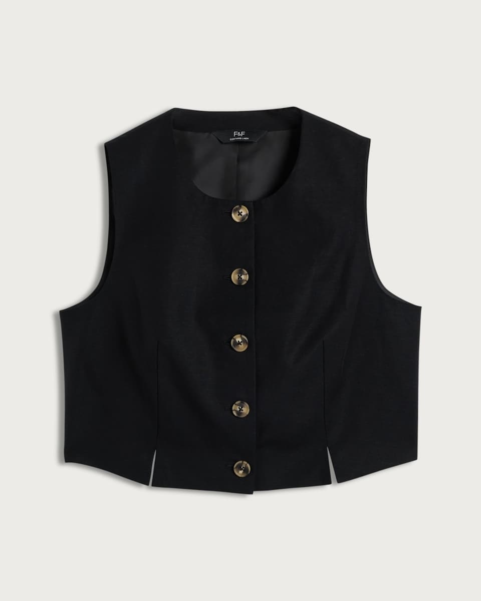 image 1 of F&F Button Front Co-ord Waistcoat in Black