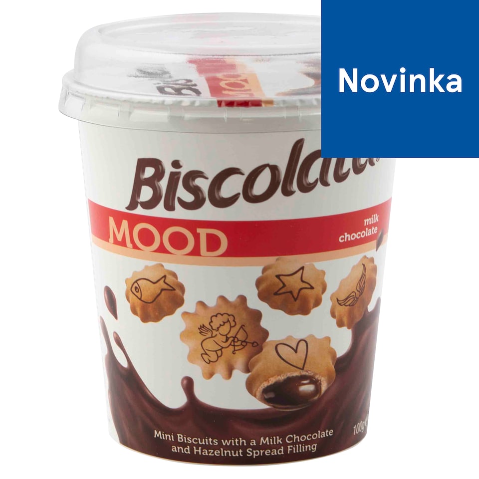 Biscolata Mood sušienky s krémovou mliečno-čokoládovou a lieskovoorieškovou náplňou 100 g