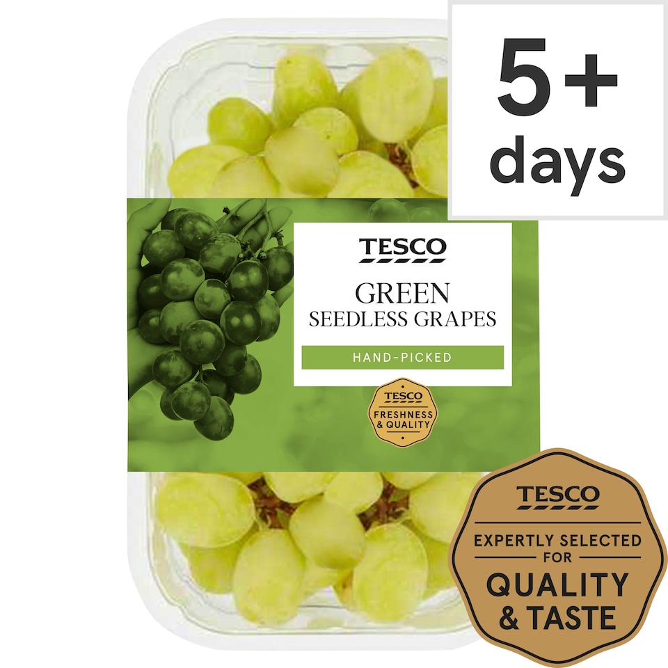 Tesco Green Seedless Grapes Pack 500G