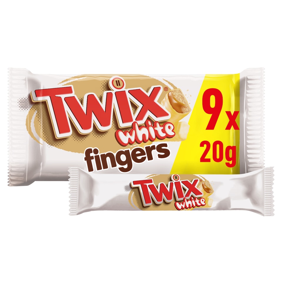 Twix White Chocolate Biscuit Snack Bars Multipack Chocolate 9x20g