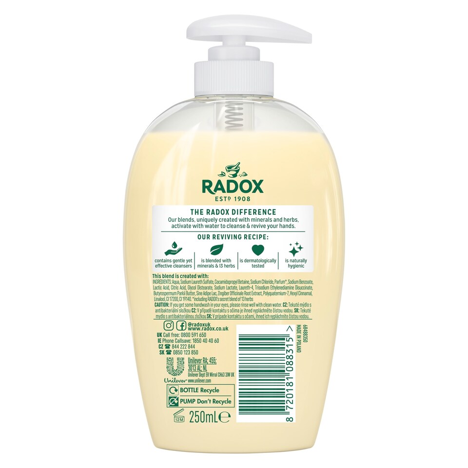 image 1 of Radox Antibacterial Nourishing Hand Wash 250Ml
