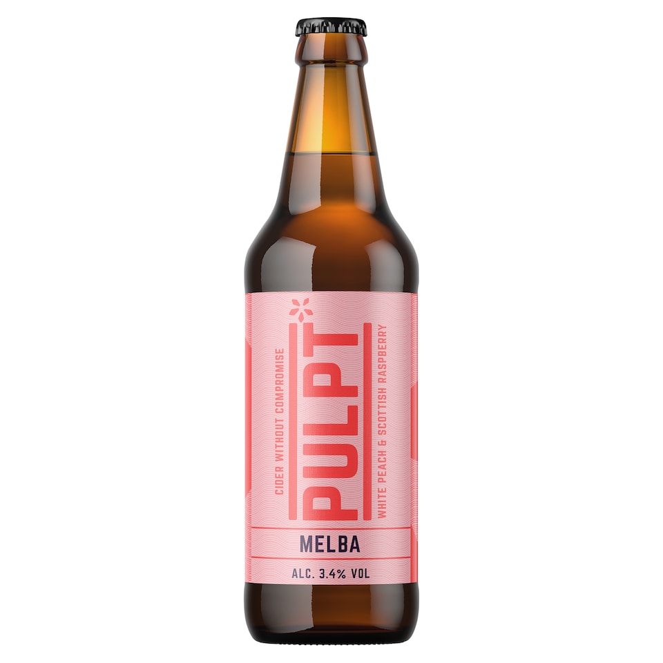 Pulpt Melba White Peach & Scottish Raspberry Cider 500ml.  