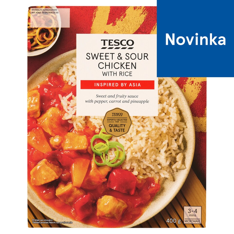 Tesco Sladkokyslá omáčka s kuracím mäsom a varenou ryžou 400 g
