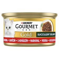 Purina Gourmet Gold Succulent Delights marhával nedves macskaeledel 85 g