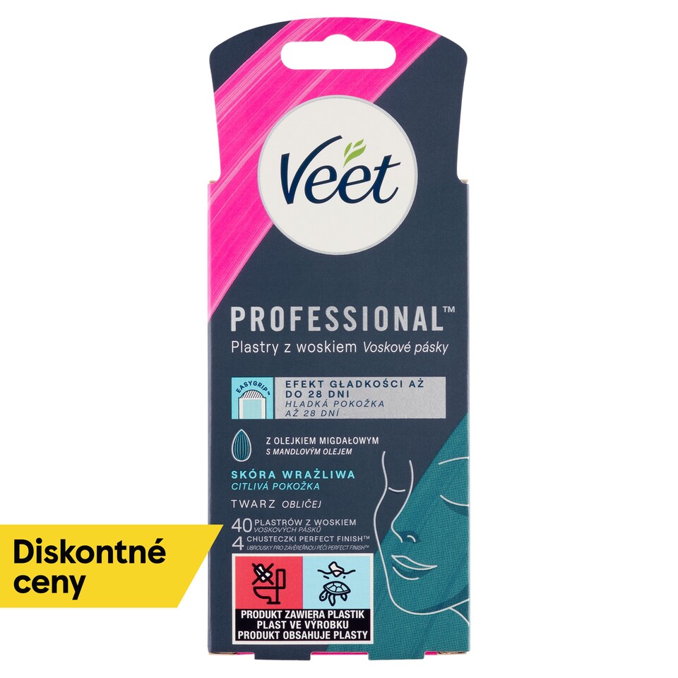 obrázok 1 z Veet Professional Voskové pásiky na tvár pre citlivú pokožku 40 ks
