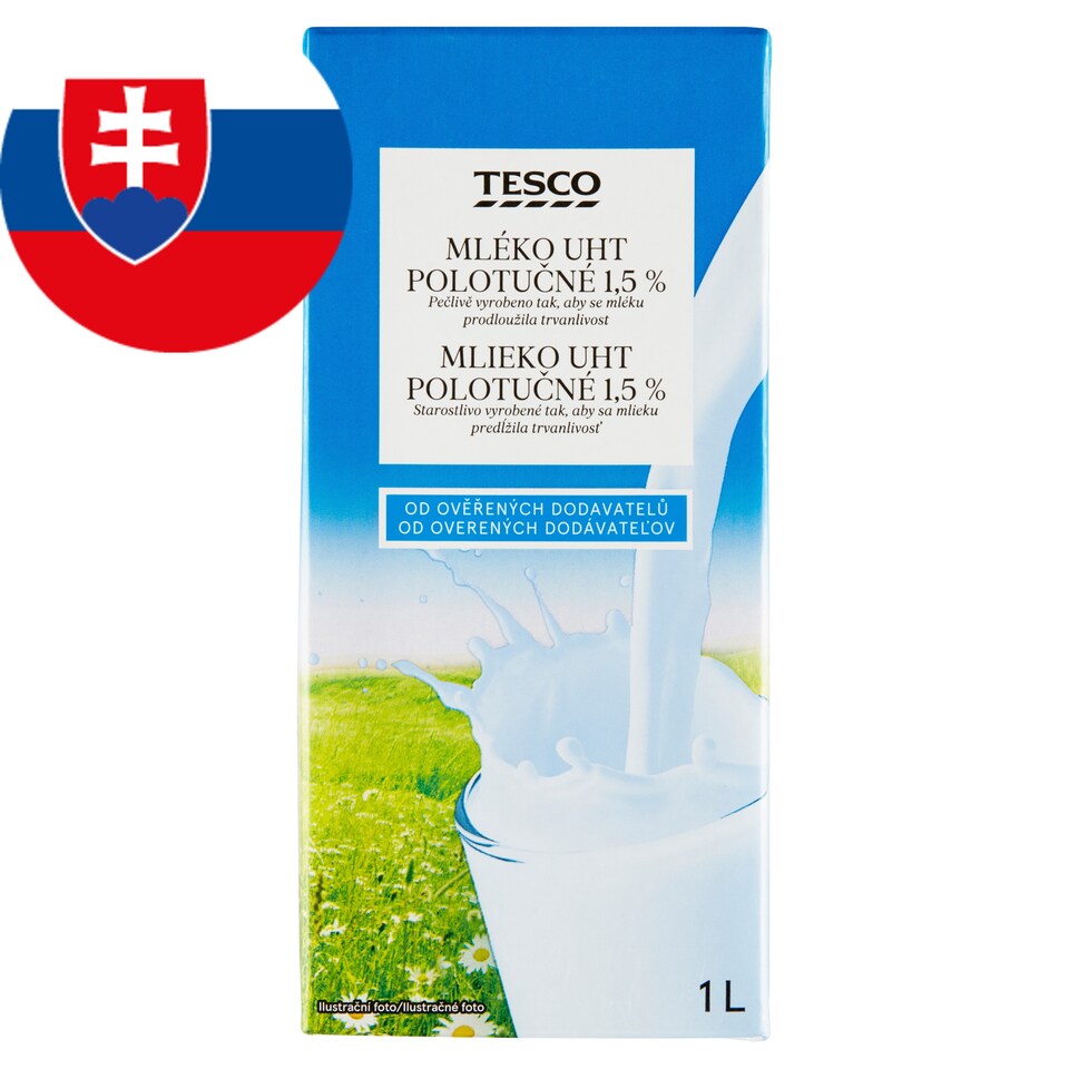 Tesco Mlieko UHT polotučné 1,5 % 1 l
