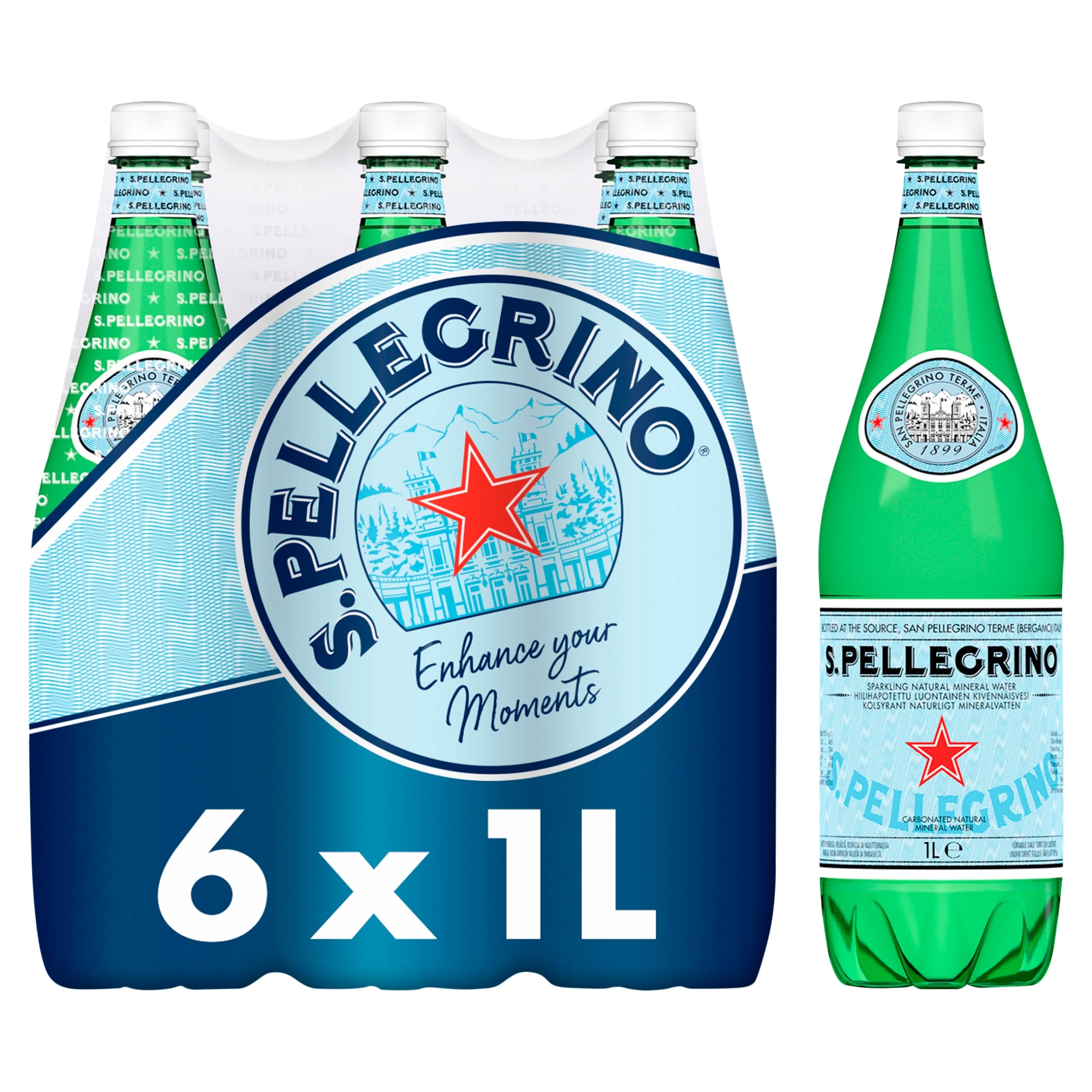 San Pellegrino Sparkling Natural Mineral Water Multipack 6x1L