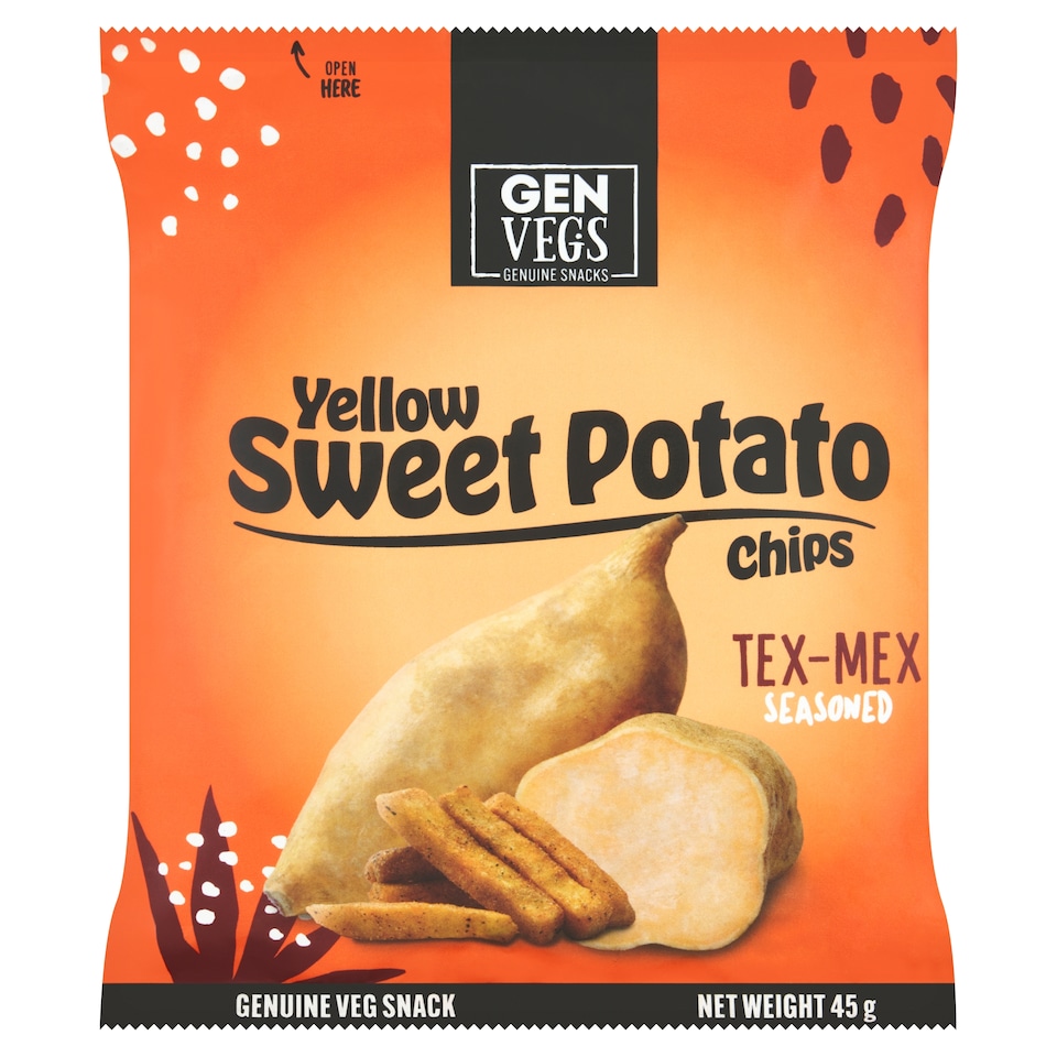 Genuine Snacks, Yellow Sweet Potato Tex Mex 45g