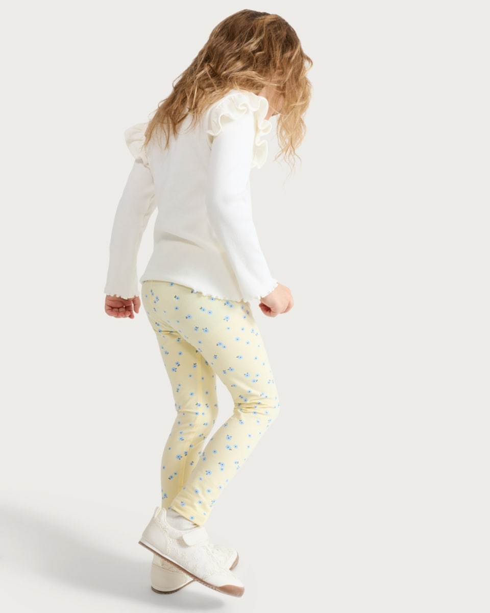 image 1 of F&F Girls 5-Pack Cotton Rich Printed Co-ord Leggings in Multi Blue