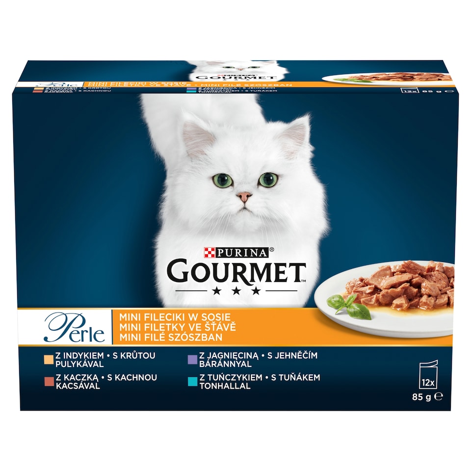 Gourmet Perle kapsičky pro kočky krůta, kachna, jehněčí, tuňák ve šťávě 12 x 85g