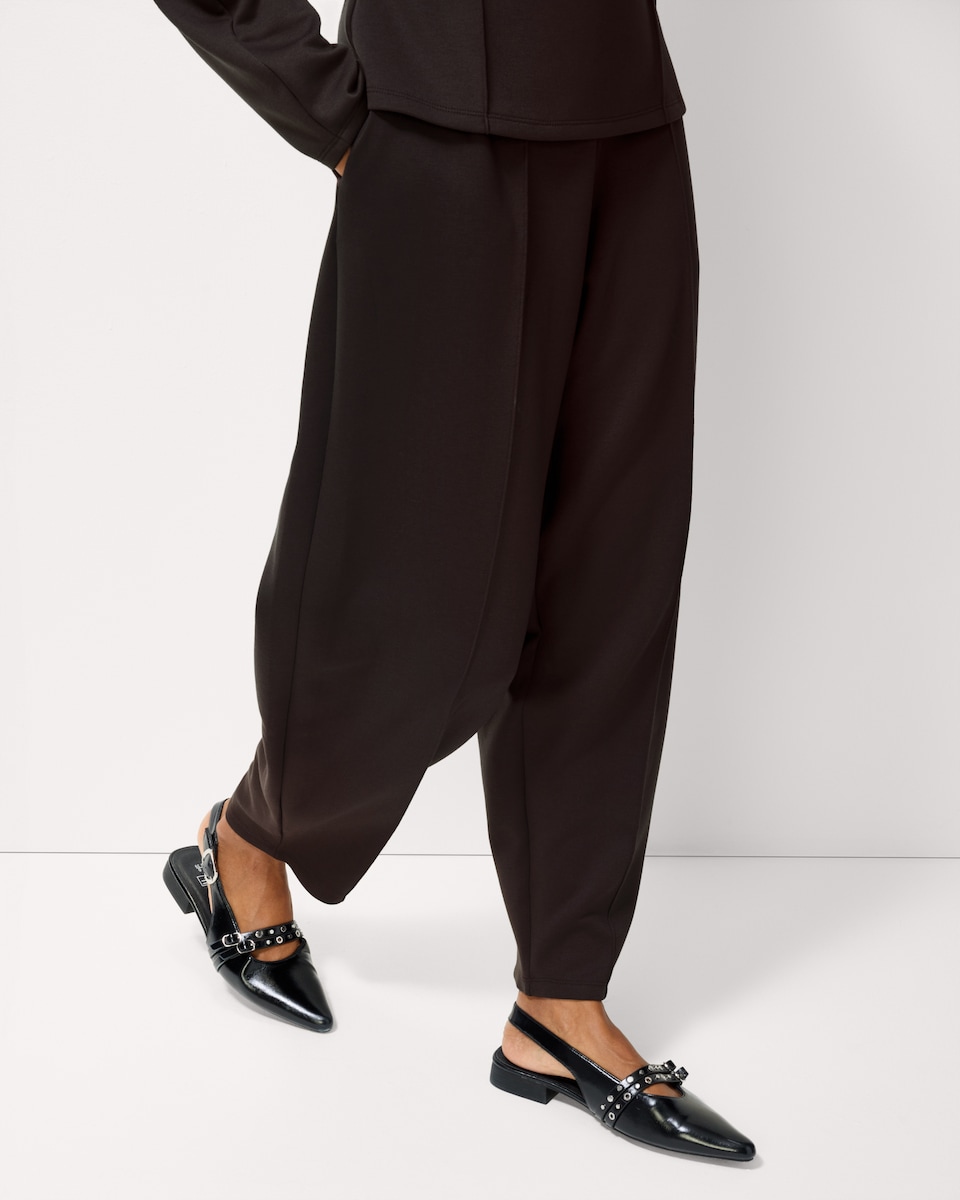 image 1 of F&F Scuba Barrel Leg Co-ord Trousers in Chocolate