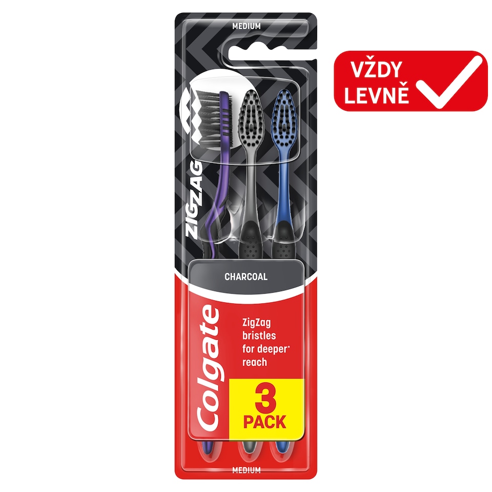 image 1 of Colgate ZigZag Charcoal Manual Toothbrush