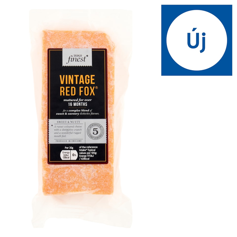 Tesco Finest Vintage Red Leicester zsíros, kemény sajt 200 g