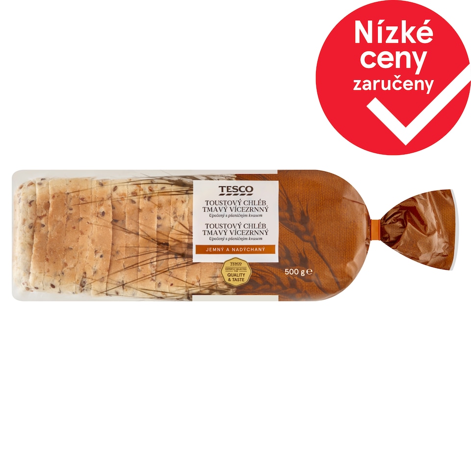 Tesco Toustový chléb tmavý vícezrnný 500g