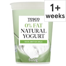 Tesco 0% Fat Natural Yogurt 500G